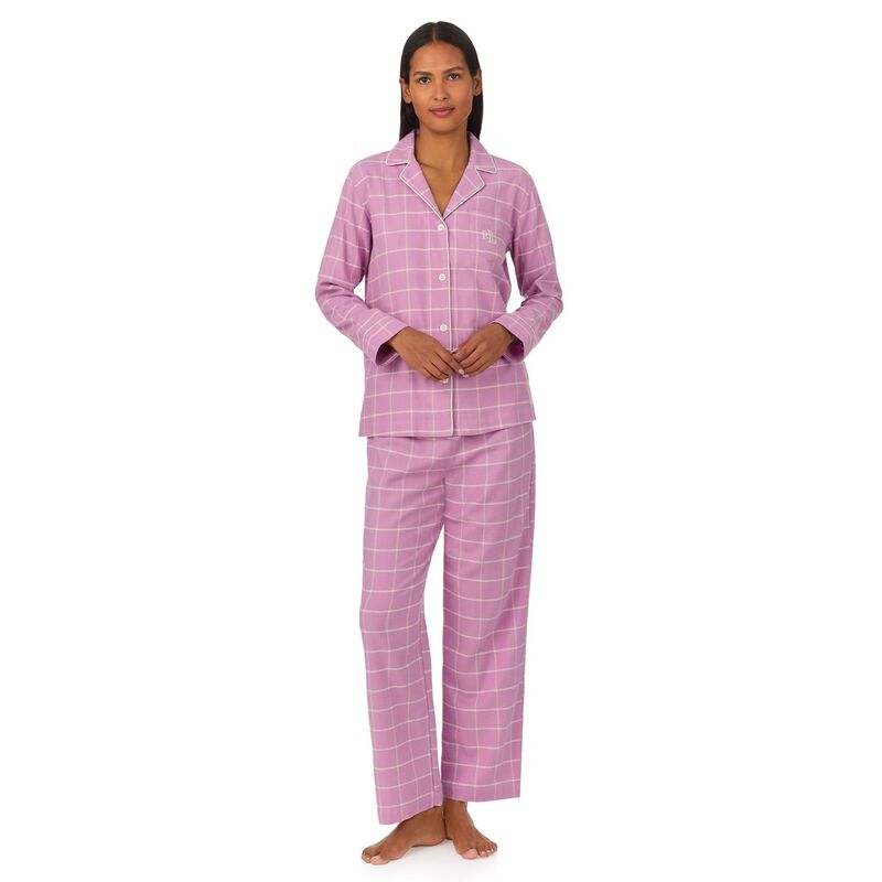 Lauren Ralph Lauren Herringbone Twill L/S Notch Collar Pajama Set image number 3